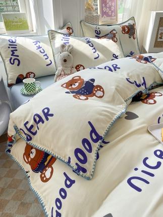 91家纺网 家纺一手货源 找家纺 （总）妖妖家纺 2023印花水洗双层纱贝克绣四件套