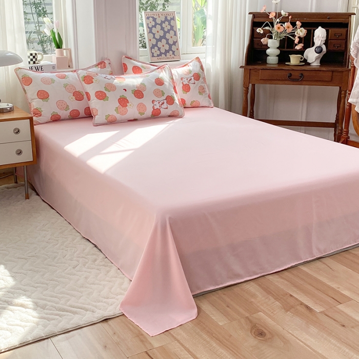 91家纺网 家纺一手货源 找家纺 妖妖家纺 2023印花水洗双层纱贝克绣四件套 草莓兔