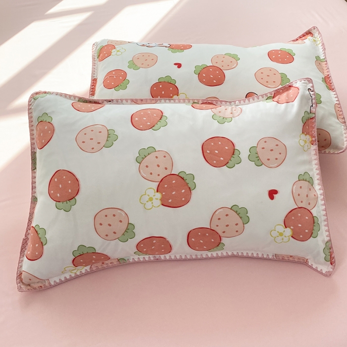 91家纺网 家纺一手货源 找家纺 妖妖家纺 2023印花水洗双层纱贝克绣四件套 草莓兔