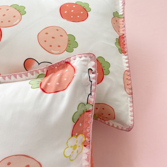 91家纺网 家纺一手货源 找家纺 妖妖家纺 2023印花水洗双层纱贝克绣四件套 草莓兔