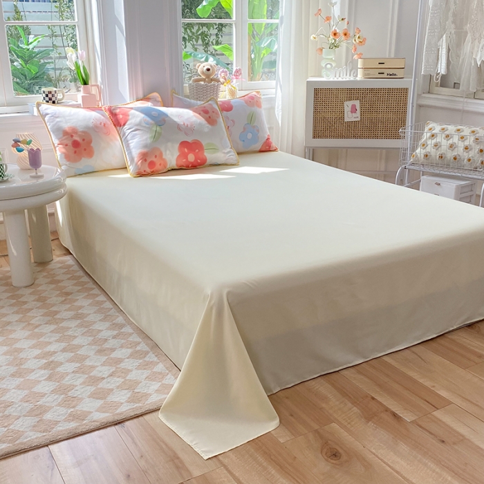 91家纺网 家纺一手货源 找家纺 妖妖家纺 2023印花水洗双层纱贝克绣四件套 粉花花