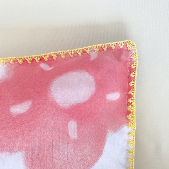 91家纺网 家纺一手货源 找家纺 妖妖家纺 2023印花水洗双层纱贝克绣四件套 粉花花