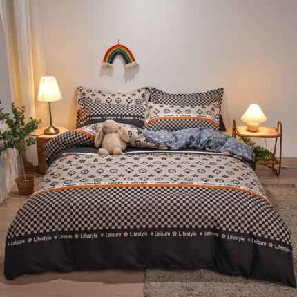 好亿来 2025新款植物羊绒加厚斜纹磨毛四件套皇家绅士-咖