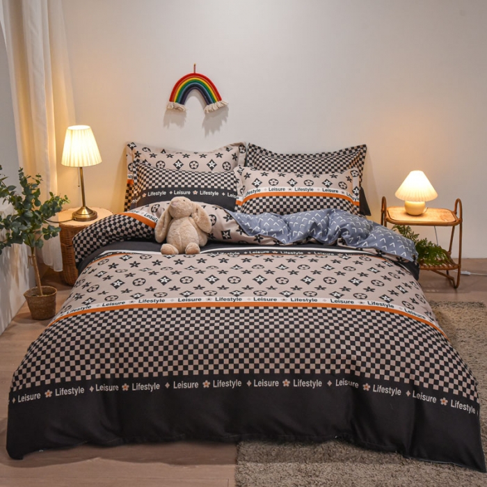 91家纺网 家纺一手货源 找家纺 好亿来 2025新款植物羊绒加厚斜纹磨毛四件套皇家绅士-咖