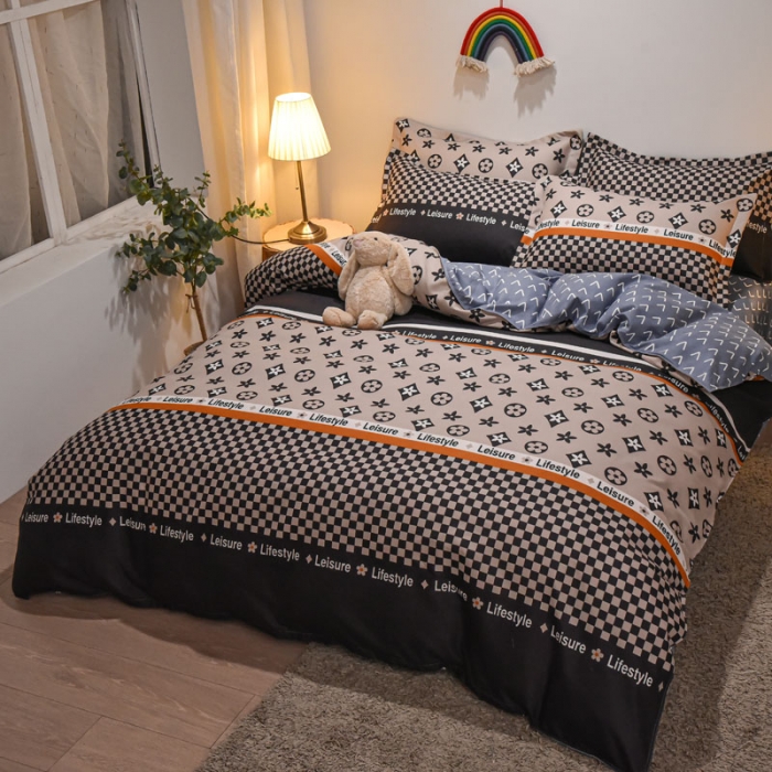 91家纺网 家纺一手货源 找家纺 好亿来 2025新款植物羊绒加厚斜纹磨毛四件套皇家绅士-咖