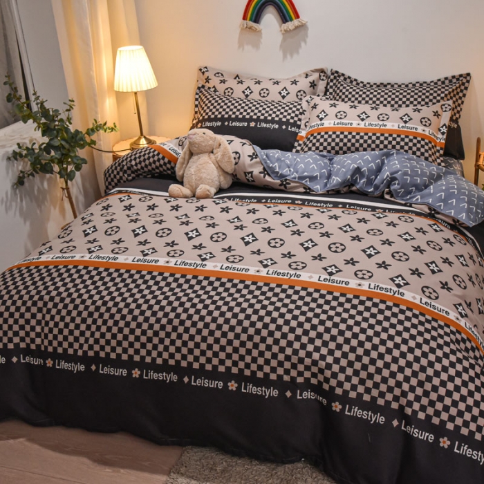 91家纺网 家纺一手货源 找家纺 好亿来 2025新款植物羊绒加厚斜纹磨毛四件套皇家绅士-咖