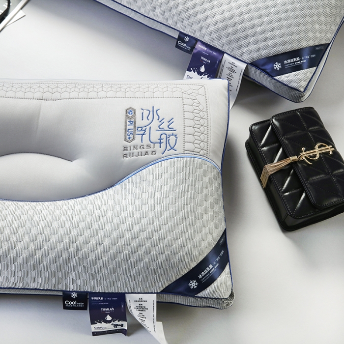 91家纺网 家纺一手货源 找家纺 瑞莉安 2023新款冰丝刺绣乳胶定型枕