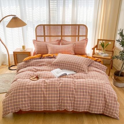 91家纺网 家纺一手货源 找家纺 （总）尚品本色 2023新款带边水洗棉四件套