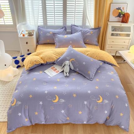 好亿来 2025新款植物羊绒加厚斜纹磨毛四件套晚安心语-灰