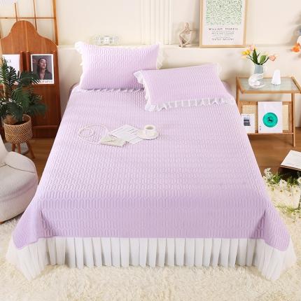 91家纺网 家纺一手货源 找家纺 喜梦缘 新款【带氨纶】凉感丝乳胶凉席床盖款夏被四件套 典雅紫