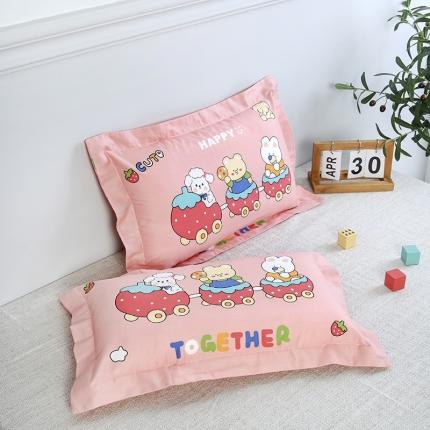 91家纺网 家纺一手货源 找家纺 瑞莉安 2023新款全棉儿童枕套枕芯 欢乐熊