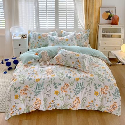 好亿来 2025新款植物羊绒加厚斜纹磨毛四件套仙草