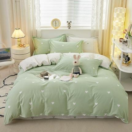 金窝窝家纺  2024新款全棉印花小清新四件套 爱心