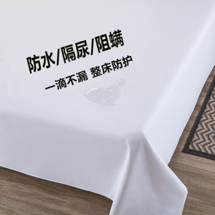 2023防水床单防失禁隔尿垫纯白色磨毛床罩套可水洗炕单 纯色白色