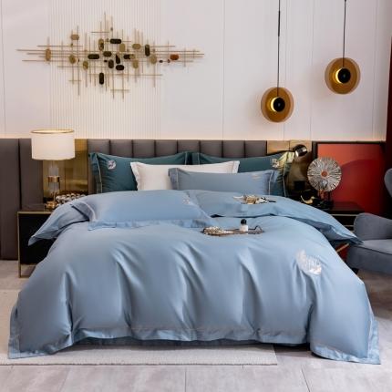 91家纺网 家纺一手货源 找家纺 总琉宿 2023新款澳棉CR工艺50s双股长绒棉绣花四件套露西亚刺绣系列