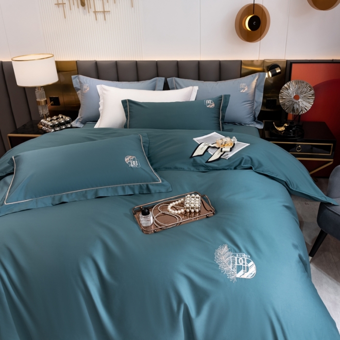 91家纺网 家纺一手货源 找家纺 总琉宿 2023新款澳棉CR工艺50s双股长绒棉绣花四件套露西亚刺绣系列