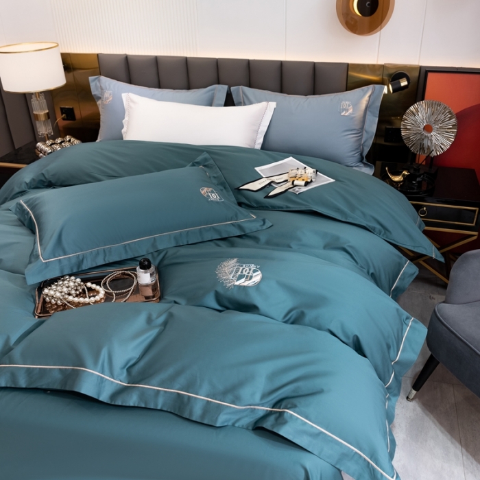 91家纺网 家纺一手货源 找家纺 总琉宿 2023新款澳棉CR工艺50s双股长绒棉绣花四件套露西亚刺绣系列