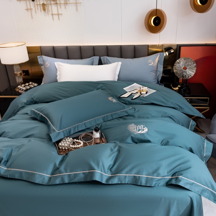 91家纺网 家纺一手货源 找家纺 总琉宿 2023新款澳棉CR工艺50s双股长绒棉绣花四件套露西亚刺绣系列