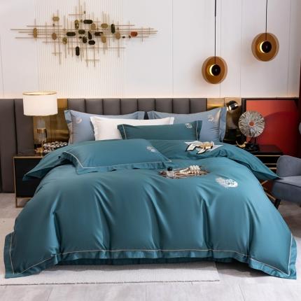 琉宿 2023新款澳棉CR工艺50s双股长绒棉绣花四件套露西亚刺绣系列 露西亚-伯格绿