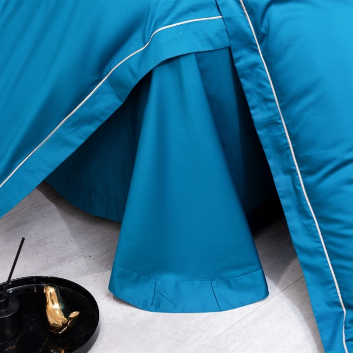 91家纺网 家纺一手货源 找家纺 琉宿 2023新款澳棉CR工艺50s双股长绒棉绣花四件套露西亚刺绣系列 露西亚-海魅蓝