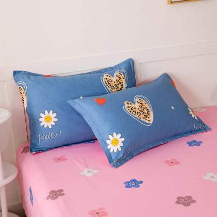 91家纺网 家纺一手货源 找家纺 茗婷 2025纯棉单人双人枕套枕芯 爱恋雏菊-蓝