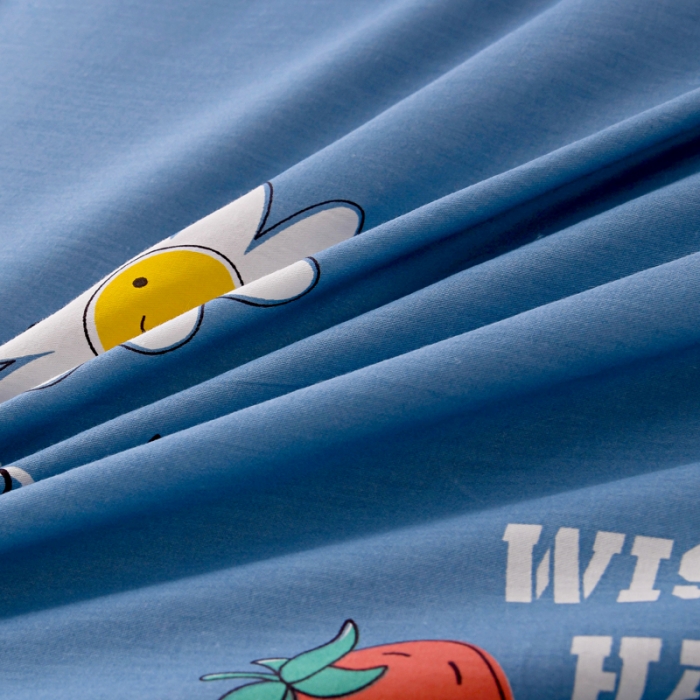 91家纺网 家纺一手货源 找家纺 茗婷 2025纯棉单人双人枕套枕芯 爱恋雏菊-蓝