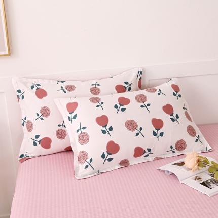 91家纺网 家纺一手货源 找家纺 茗婷 2025纯棉单人双人枕套枕芯 玫瑰物语-米