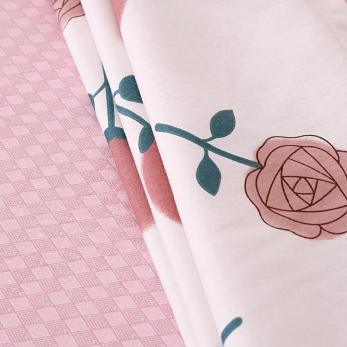 91家纺网 家纺一手货源 找家纺 茗婷 2025纯棉单人双人枕套枕芯 玫瑰物语-米