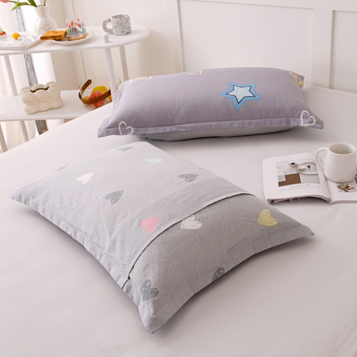 91家纺网 家纺一手货源 找家纺 茗婷 2025纯棉单人双人枕套枕芯 启明星-灰