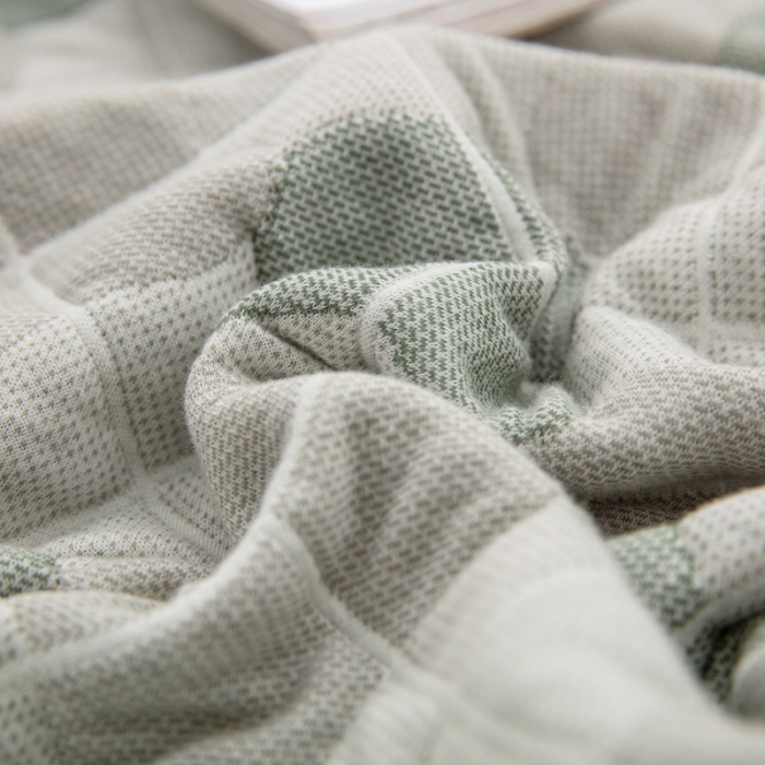 91家纺网 家纺一手货源 找家纺 卡奥 2023新款A类全棉提花针织棉夏被空调盖毯 四叶-绿