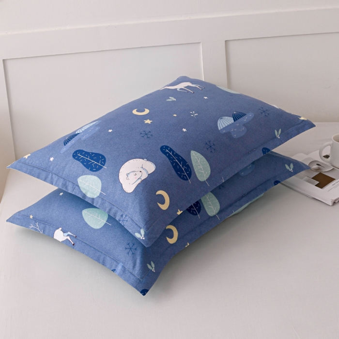 91家纺网 家纺一手货源 找家纺 茗婷 2025纯棉单人双人枕套枕芯 夜晚的森林