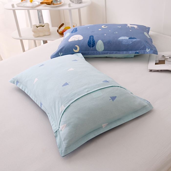 91家纺网 家纺一手货源 找家纺 茗婷 2025纯棉单人双人枕套枕芯 夜晚的森林