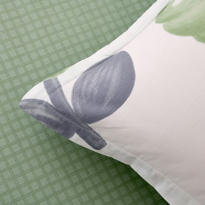 91家纺网 家纺一手货源 找家纺 茗婷 2025纯棉单人双人枕套枕芯 郁彩花香-绿