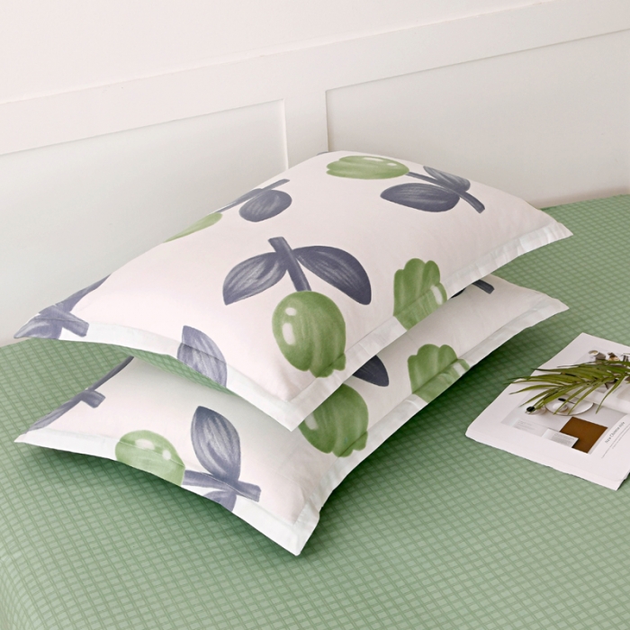 91家纺网 家纺一手货源 找家纺 茗婷 2025纯棉单人双人枕套枕芯 郁彩花香-绿