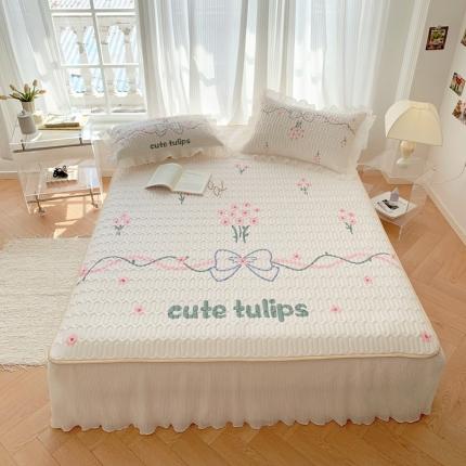 91家纺网 家纺一手货源 找家纺 慕澄 2023新款大版雪纺床裙款乳胶凉席系列 床裙款-樱桃物语