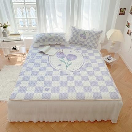 91家纺网 家纺一手货源 找家纺 慕澄 2023新款大版雪纺床裙款乳胶凉席系列 床裙款-樱桃物语