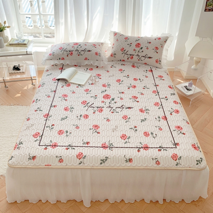 91家纺网 家纺一手货源 找家纺 慕澄 2023新款大版雪纺床裙款乳胶凉席系列 床裙款-半夏