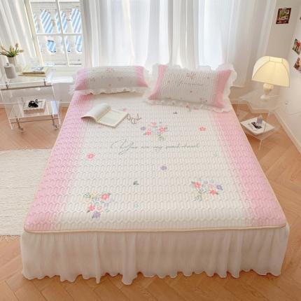 慕澄 2023新款大版雪纺床裙款乳胶凉席系列 床裙款-粉色心情