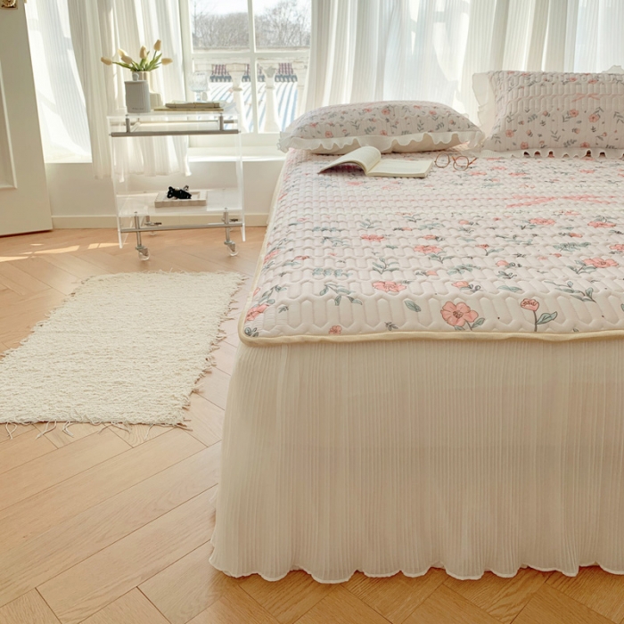 91家纺网 家纺一手货源 找家纺 慕澄 2023新款大版雪纺床裙款乳胶凉席系列 床裙款-扶摇