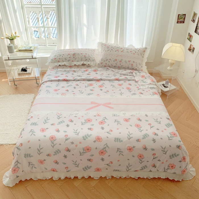 91家纺网 家纺一手货源 找家纺 慕澄 2023新款大版雪纺床裙款乳胶凉席系列 床裙款-扶摇