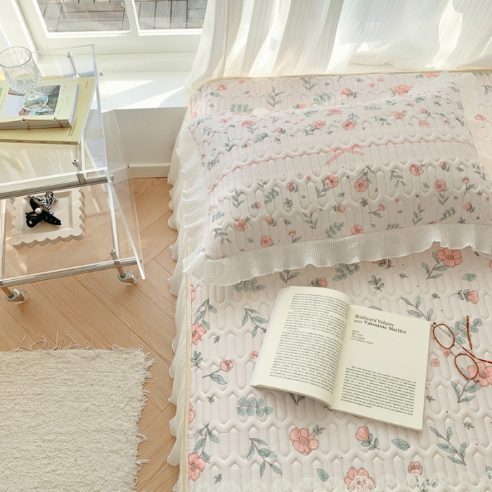 91家纺网 家纺一手货源 找家纺 慕澄 2023新款大版雪纺床裙款乳胶凉席系列 床裙款-扶摇