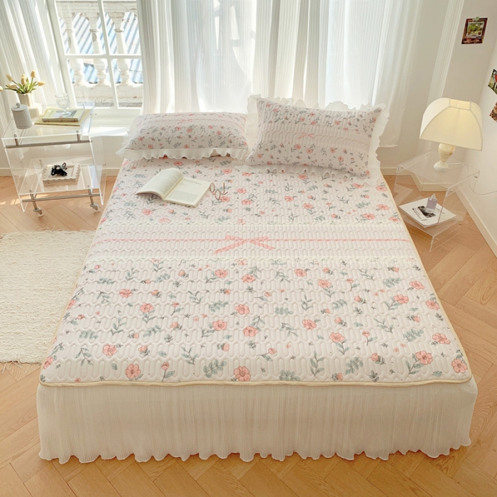 91家纺网 家纺一手货源 找家纺 慕澄 2023新款大版雪纺床裙款乳胶凉席系列 床裙款-扶摇