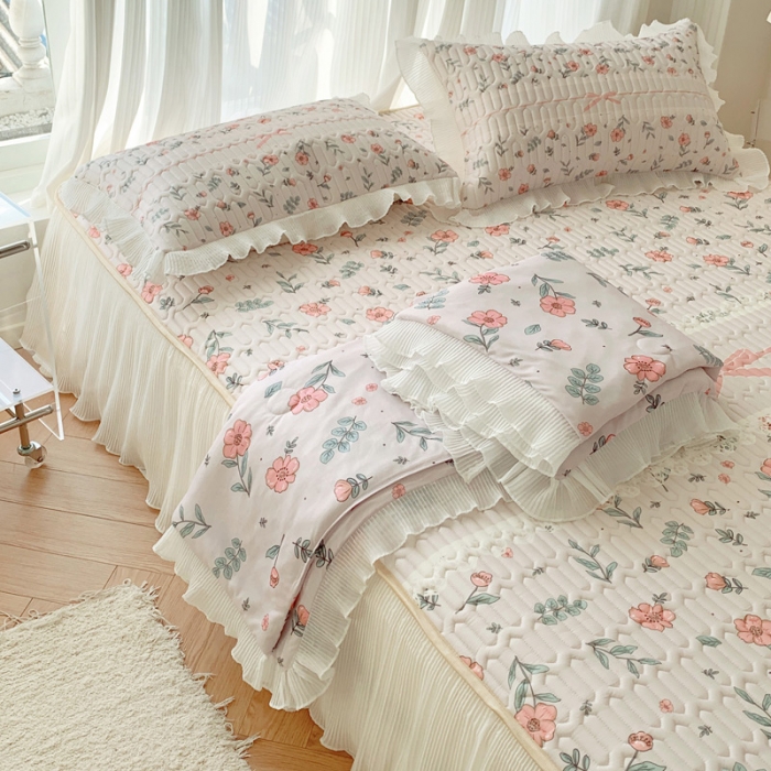 91家纺网 家纺一手货源 找家纺 慕澄 2023新款大版雪纺床裙款乳胶凉席系列 床裙款-扶摇