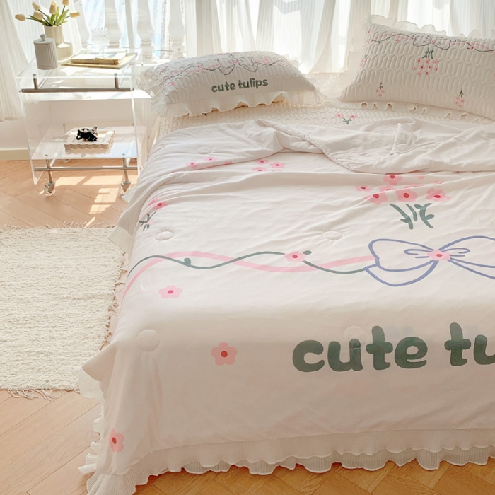 91家纺网 家纺一手货源 找家纺 慕澄 2023新款大版雪纺床裙款乳胶凉席系列 床裙款-蝴蝶结