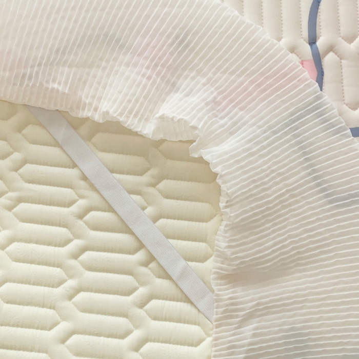 91家纺网 家纺一手货源 找家纺 慕澄 2023新款大版雪纺床裙款乳胶凉席系列 床裙款-蝴蝶结