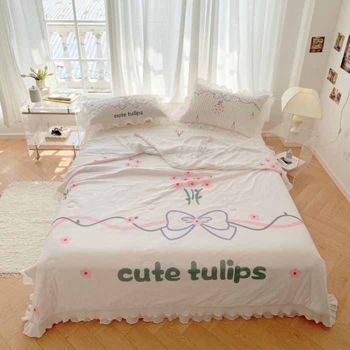 91家纺网 家纺一手货源 找家纺 慕澄 2023新款大版雪纺床裙款乳胶凉席系列 床裙款-蝴蝶结