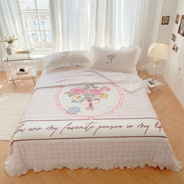 91家纺网 家纺一手货源 找家纺 慕澄 2023新款大版雪纺床裙款乳胶凉席系列 床裙款-花季