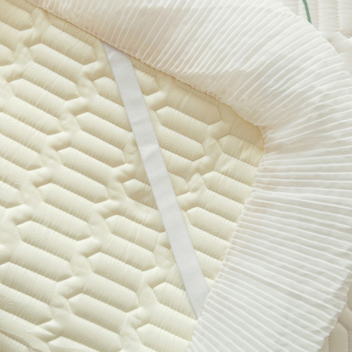 91家纺网 家纺一手货源 找家纺 慕澄 2023新款大版雪纺床裙款乳胶凉席系列 床裙款-花蔓