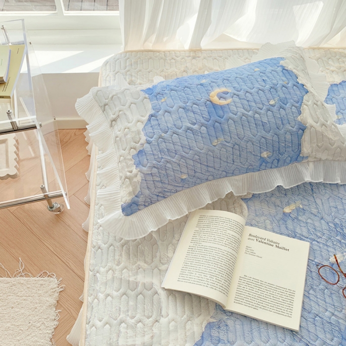 91家纺网 家纺一手货源 找家纺 慕澄 2023新款大版雪纺床裙款乳胶凉席系列 星辰