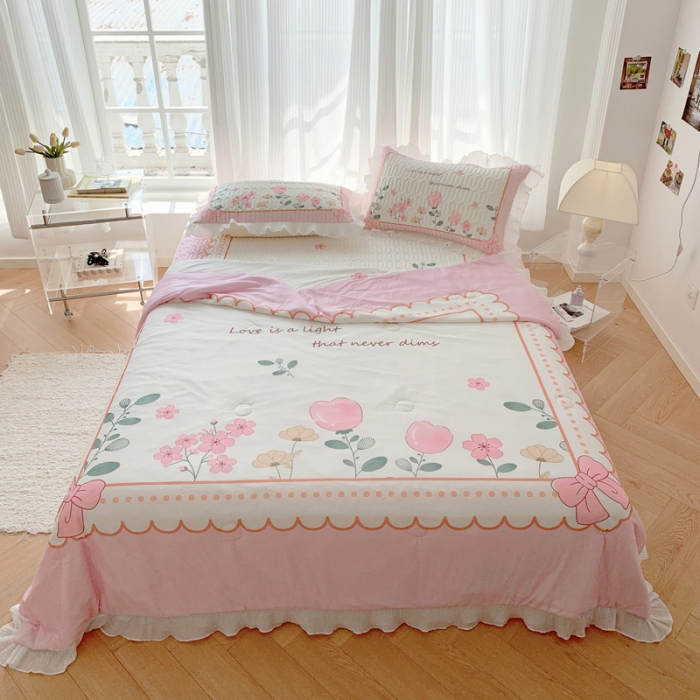 91家纺网 家纺一手货源 找家纺 慕澄 2023新款大版雪纺床裙款乳胶凉席系列 床裙款-伊甸园